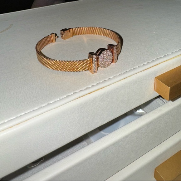 Sale‼️Pandora Reflexions Mesh Sparkling Clasp Bracelet Jewelry withh threecharms - Picture 3 of 6